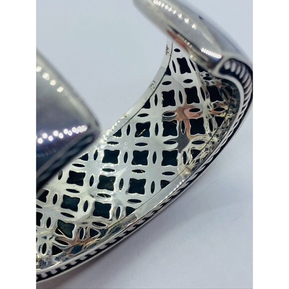 DAVID YURMAN SILVER 925 & 18K GOLD ALBION WHITE AGATE 25MM Wide - Picture 12 of 16